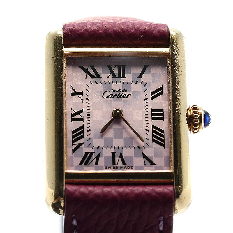 【中古】CARTIER <br>MUST TANK SMALL MODEL VERMEIL 2003 X'MAS LIMITED <br>カルティエ <br>マストタンク SM ヴェルメイユ 2003 クリスマス限定 <br>W1017554