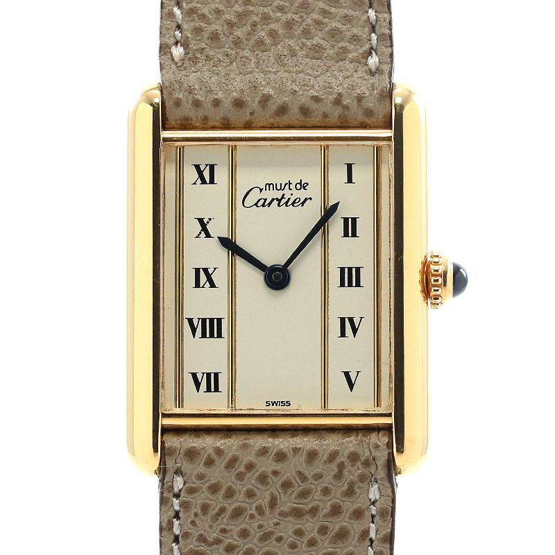 【極美／OH済】カルティエ マストタンク LM ヴェルメイユ 590005 中古】CARTIER MUST TANK LARGE MODEL VERMEIL カルティエ マスト