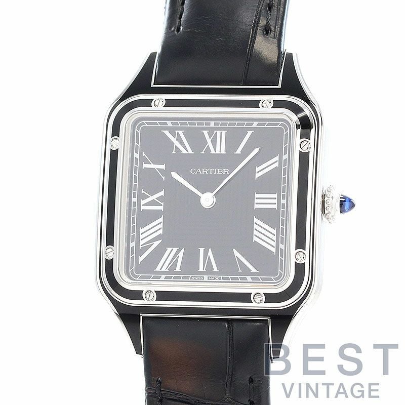 中古】CARTIER SANTOS-DUMONT LARGE MODEL BLACK LACQUER カルティエ