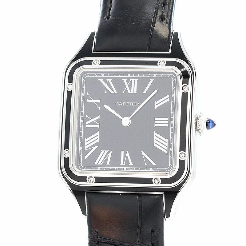 中古】CARTIER SANTOS-DUMONT LARGE MODEL BLACK LACQUER カルティエ