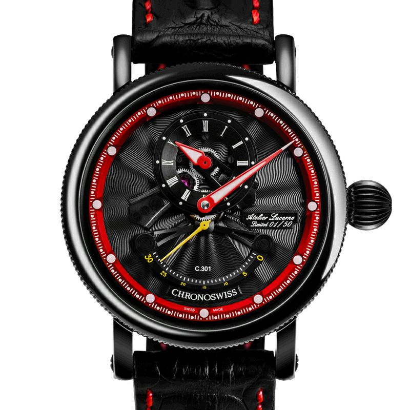 CHRONOSWISS FLYING REGULATOR OPEN GEAR RESEC RED CIRCLE クロノ