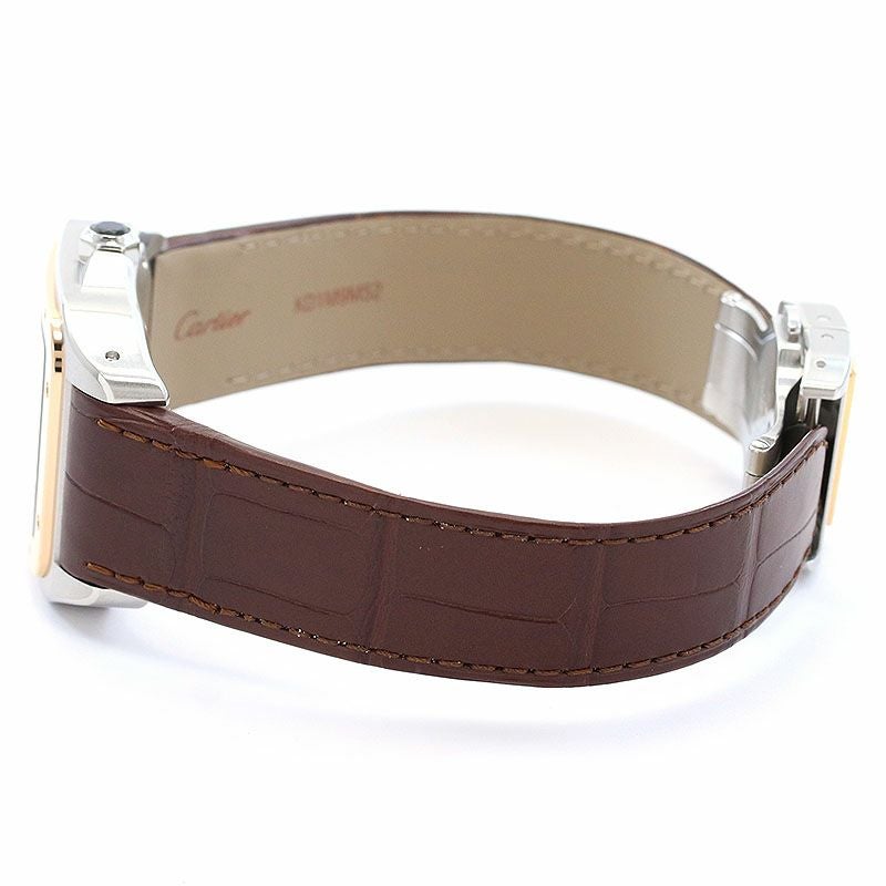 カルティエ サントス100 W20107x7 2878 ゴールド 新品)CARTIER カルティエ サントス 100 MM SS×PG レザー W20107X7