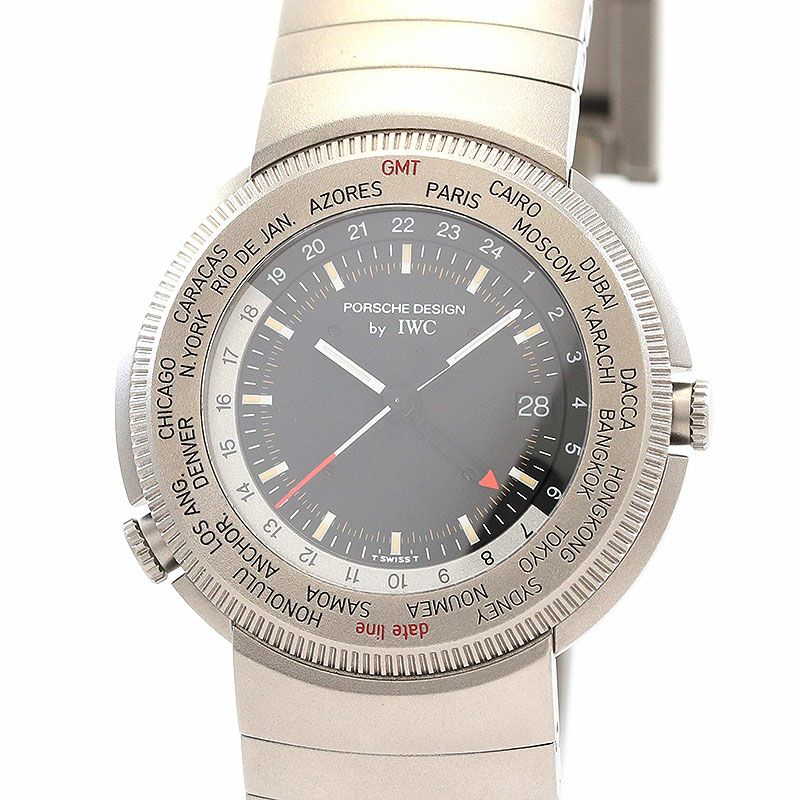 【中古】PORSCHE DESIGN BY IWC TRAVELERS WATCH WORLD TIME ポルシェ・デザイン by アイ・ダブリュー・シー トラベラーズ・ウォッチ・ワールドタイム IW382201 (3822-001)
