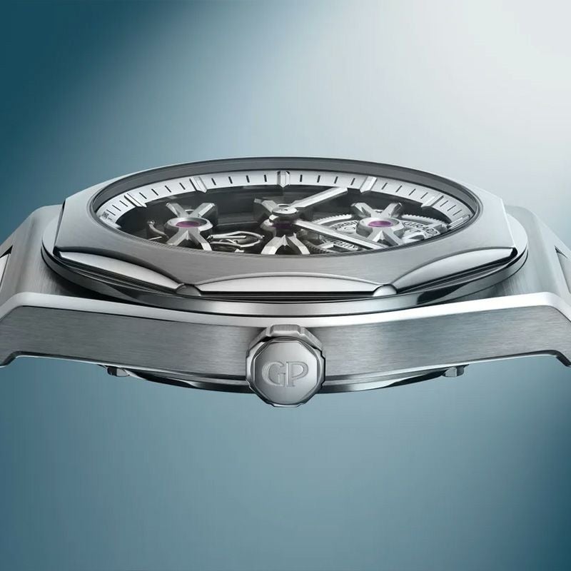 黄金瑠璃鈿背十二陵鏡　シルバーアクセ GIRARD-PERREGAUX LAUREATO THREE GOLD BRIDGE ジラール・ペルゴ