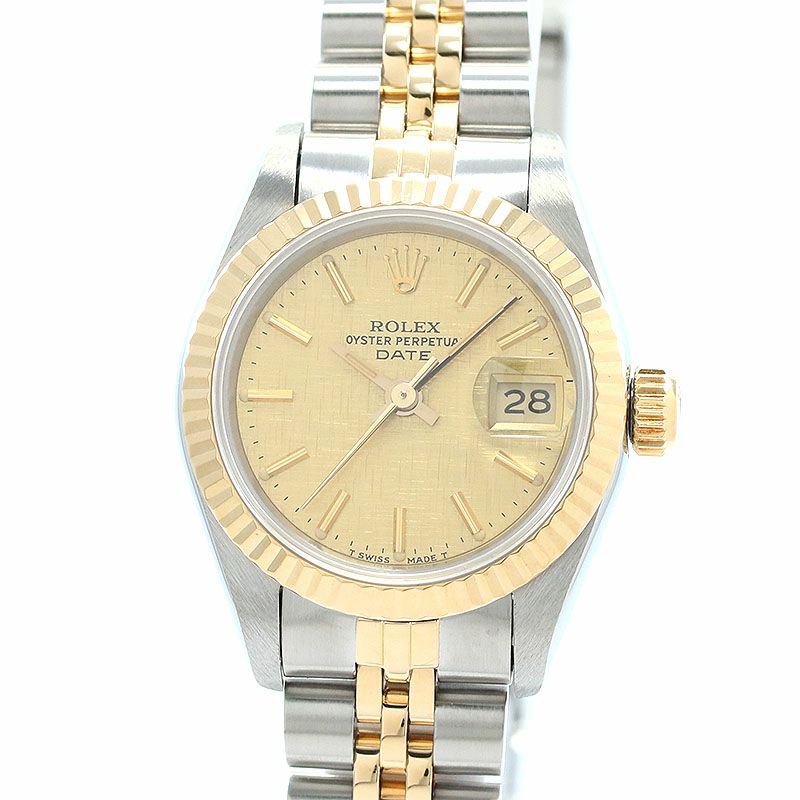 中古】ROLEX OYSTER PERPETUAL DATE LADY 26 LINEN DIAL ロレックス