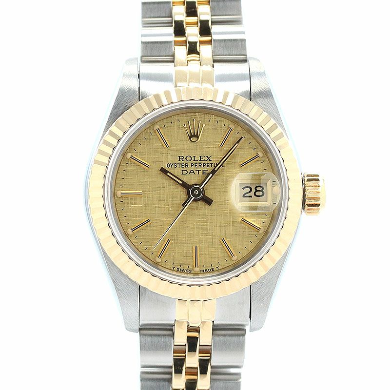 中古】ROLEX OYSTER PERPETUAL DATE LADY 26 LINEN DIAL ロレックス