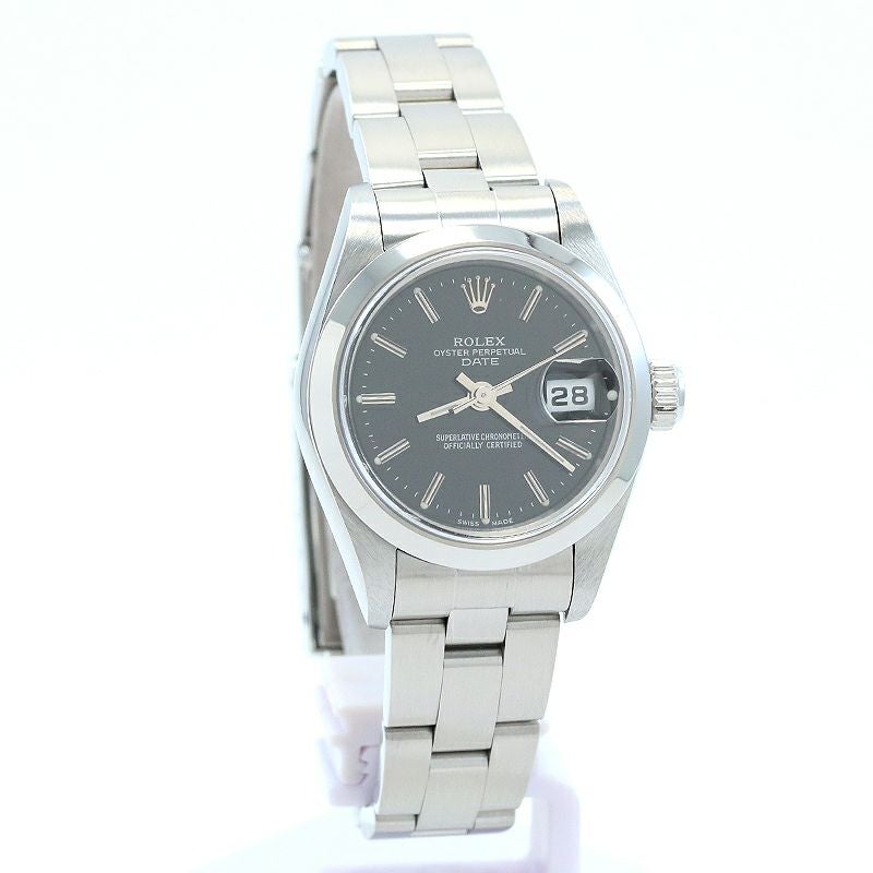 ロレックス オイスターパーペチュアルデイト レディース時計 Oyster Perpetual Date 79160(P) SS レディース時計 ブラック 仕上げ済 2000年 美品 【中古】 オイスターパーペチュアルデイト | 79160 | ステンレス | 中古A品