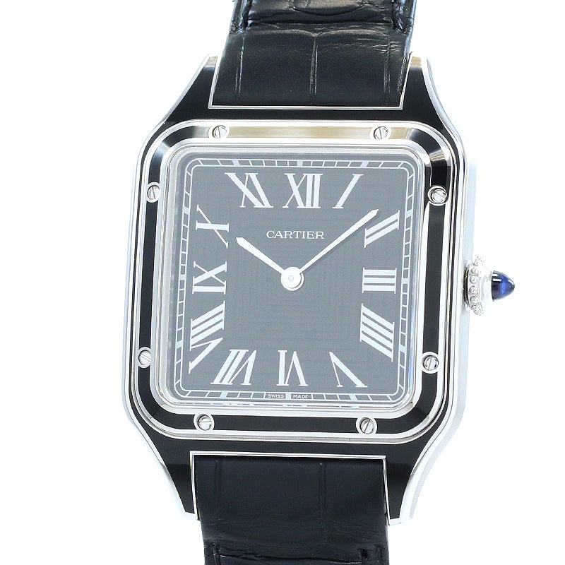 中古】CARTIER SANTOS-DUMONT LARGE MODEL BLACK LACQUER カルティエ