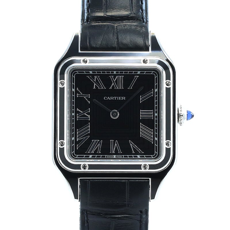 中古】CARTIER SANTOS-DUMONT LARGE MODEL BLACK LACQUER カルティエ