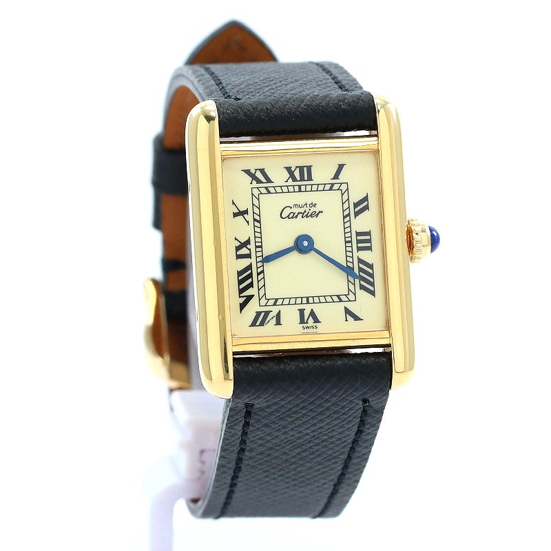 カルティエ W1003153 925 ﾏｽﾄﾀﾝｸｳﾞｪﾙﾒｲﾕSM ｱｲﾎﾞﾘｰ文字盤 QZ 革 Cartier（カルティエ） W1003153 925 マストタンクヴェルメイユSM