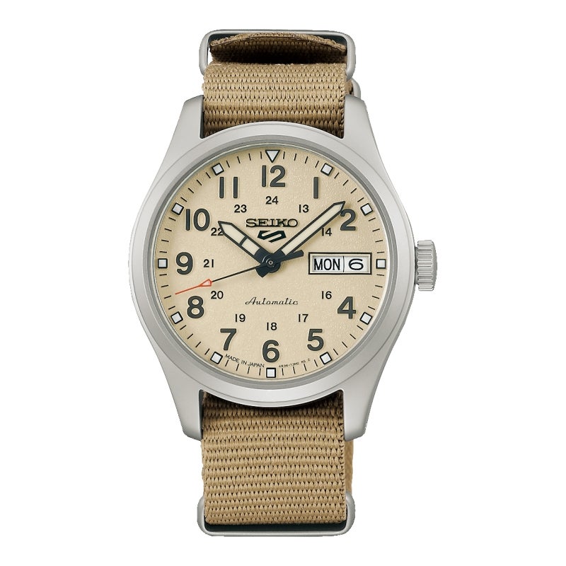 未使用品 SEIKO 5スポーツ◆自動巻/ベージュ系/裏スケ/SBSA199 SEIKO 5 Sports Field series セイコー 5 スポーツ フィールド