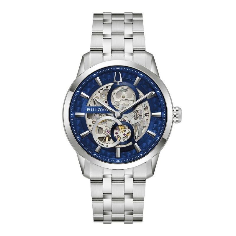２月末までお値下げ♪腕時計 BULOVA   Deuxieme Classe ブローバ 時計 ムーンウォッチ 96B251 ブラック×ブラックレザーベルト
