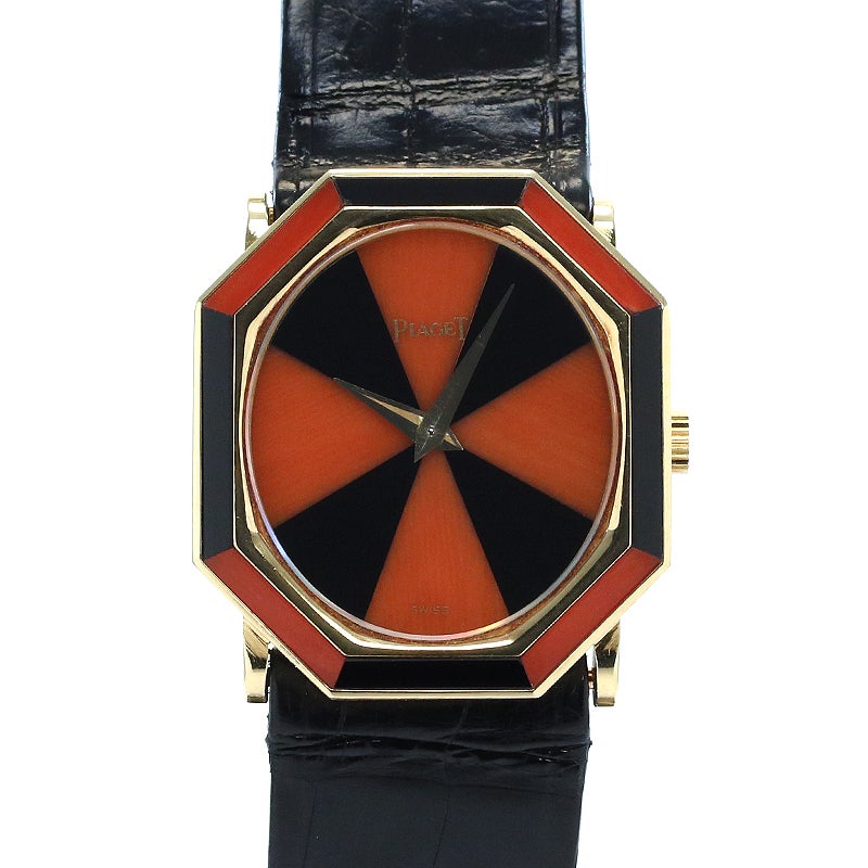 【中古】PIAGET VINTAGE OCTAGON SHAPE WATCH ONYX AND CORAL ピアジェ ヴィンテージ オクタゴンシェイプウォッチ オニキス＆コーラル 9341