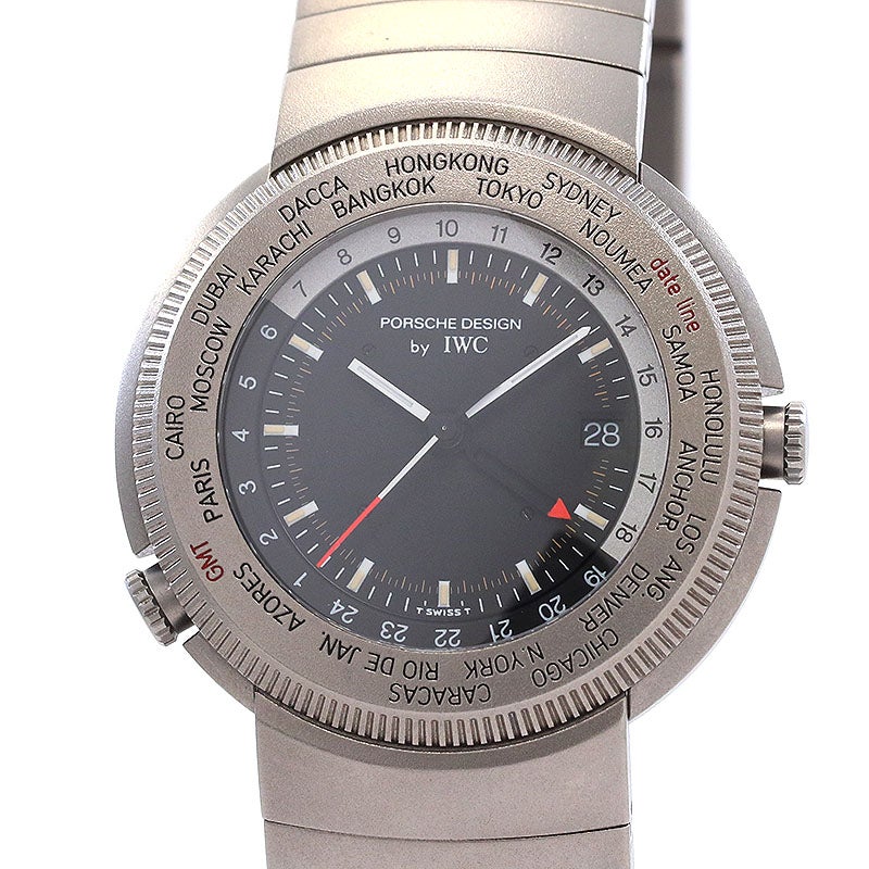 【中古】PORSCHE DESIGN BY IWC TRAVELERS WATCH WORLD TIME ポルシェ・デザイン by アイ・ダブリュー・シー トラベラーズ・ウォッチ・ワールドタイム IW382201 (3822-001)