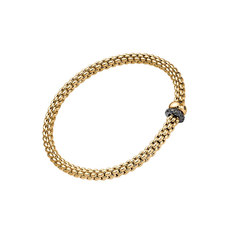 FOPE SOLO COLLECTION FLEX'IT フォッペ ソロ コレクション フレグジット ブレスレット M ダブルロンデル＆ブラックダイヤモンドパヴェ 62406BX_PN_G_1GX_00M