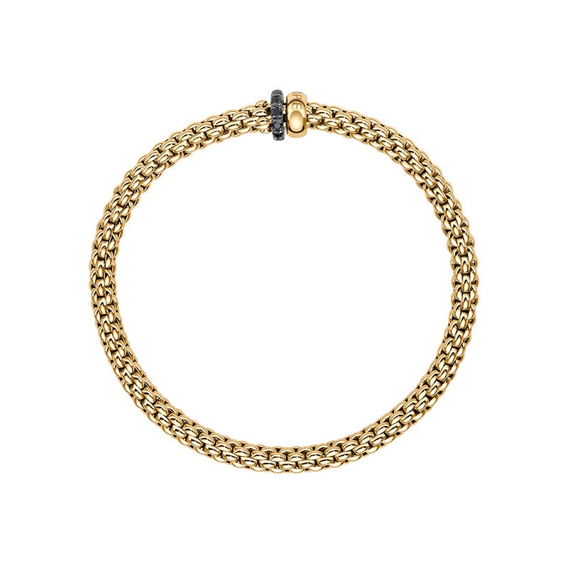 FOPE SOLO COLLECTION FLEX'IT フォッペ ソロ コレクション フレグジット ブレスレット M ダブルロンデル＆ブラックダイヤモンドパヴェ 62406BX_PN_G_1GX_00M