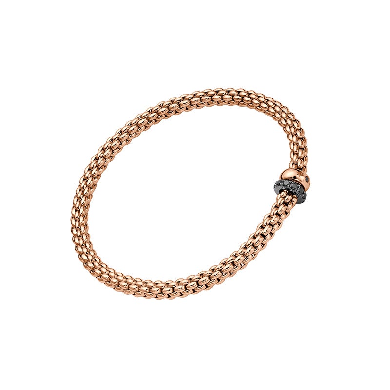 FOPE SOLO COLLECTION FLEX'IT フォッペ ソロ コレクション フレグジット ブレスレット M ダブルロンデル＆ブラックダイヤモンドパヴェ 62406BX_PN_R_1RX_00M