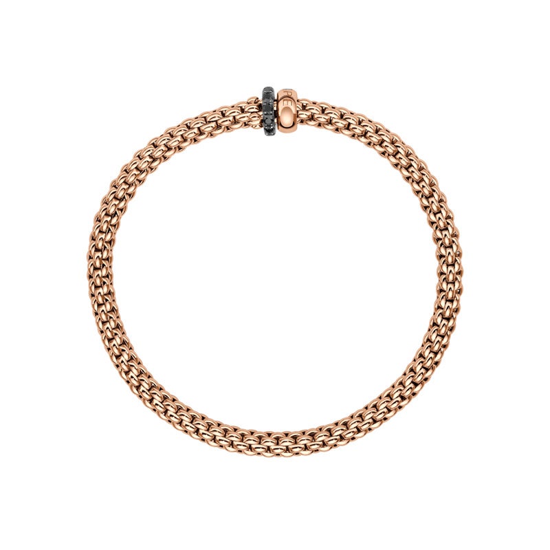 FOPE SOLO COLLECTION FLEX'IT フォッペ ソロ コレクション フレグジット ブレスレット M ダブルロンデル＆ブラックダイヤモンドパヴェ 62406BX_PN_R_1RX_00M