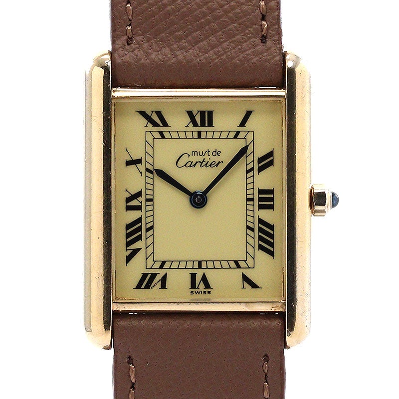 中古】CARTIER MUST TANK LARGE MODEL VERMEIL カルティエ マスト