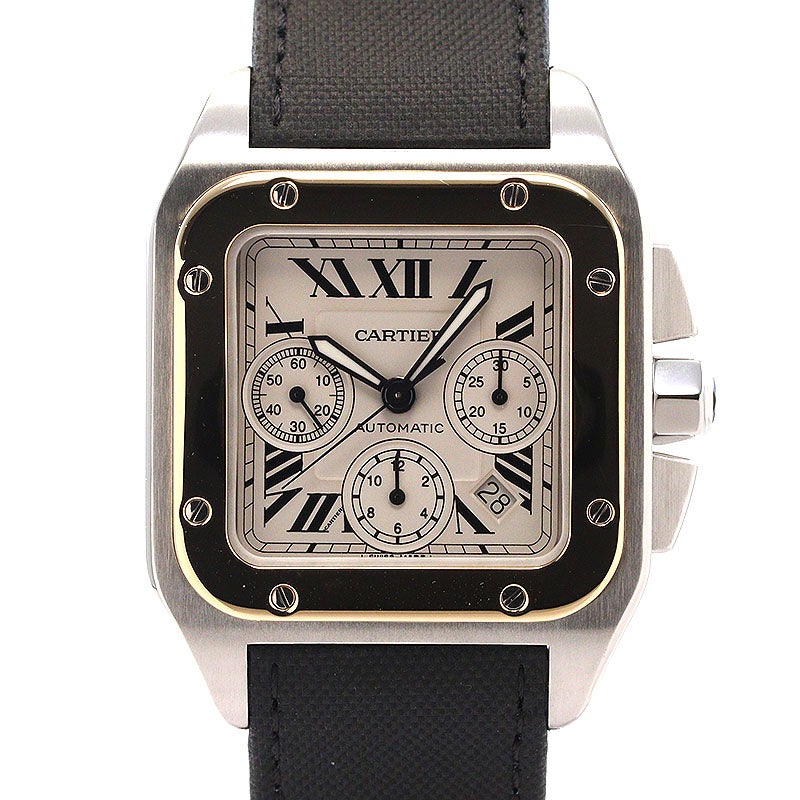 中古】CARTIER SANTOS 100 EXTRA-LARGE MODEL CHRONOGRAPH カルティエ
