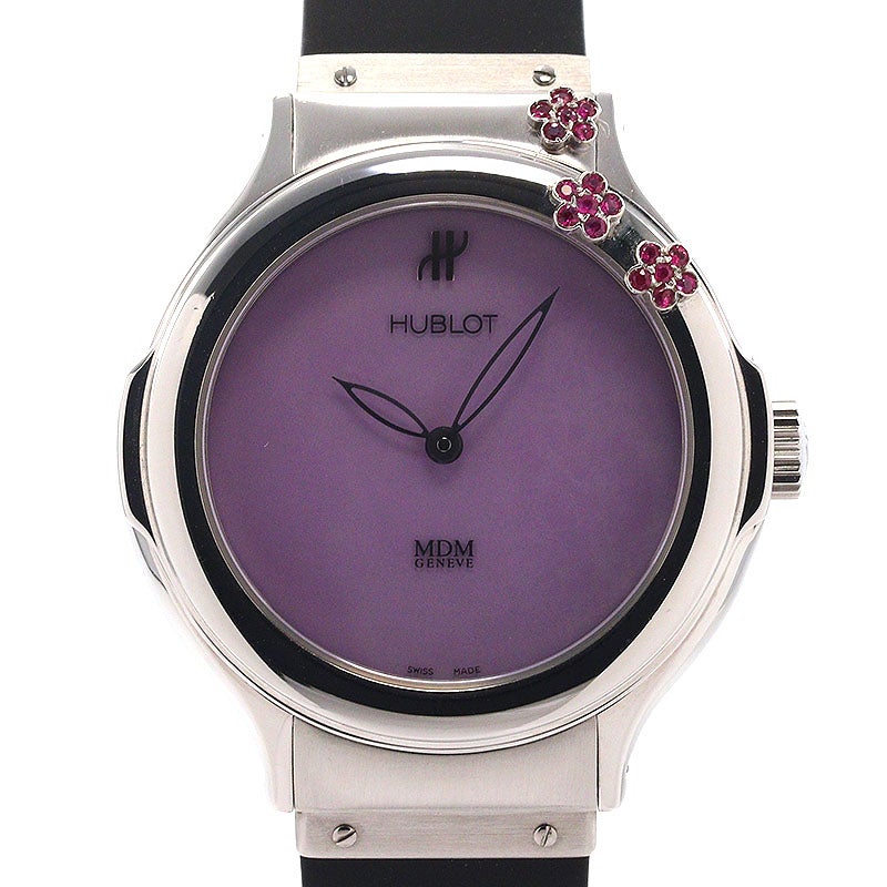 【中古】 うちのウメばあ 中古】HUBLOT MDM FLOWERS ウブロ MDM フラワーズ 1420.AME.1