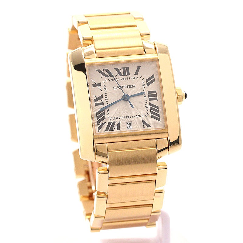 カルティエフランセーズ レディース カルティエ タンクlm カルティエ Cartier タンクフランセーズ LM W51005Q4 アイボリー ゴールド ステンレススチール 自動巻き レディース 腕時 中古ブランドリユースショップ OKURA