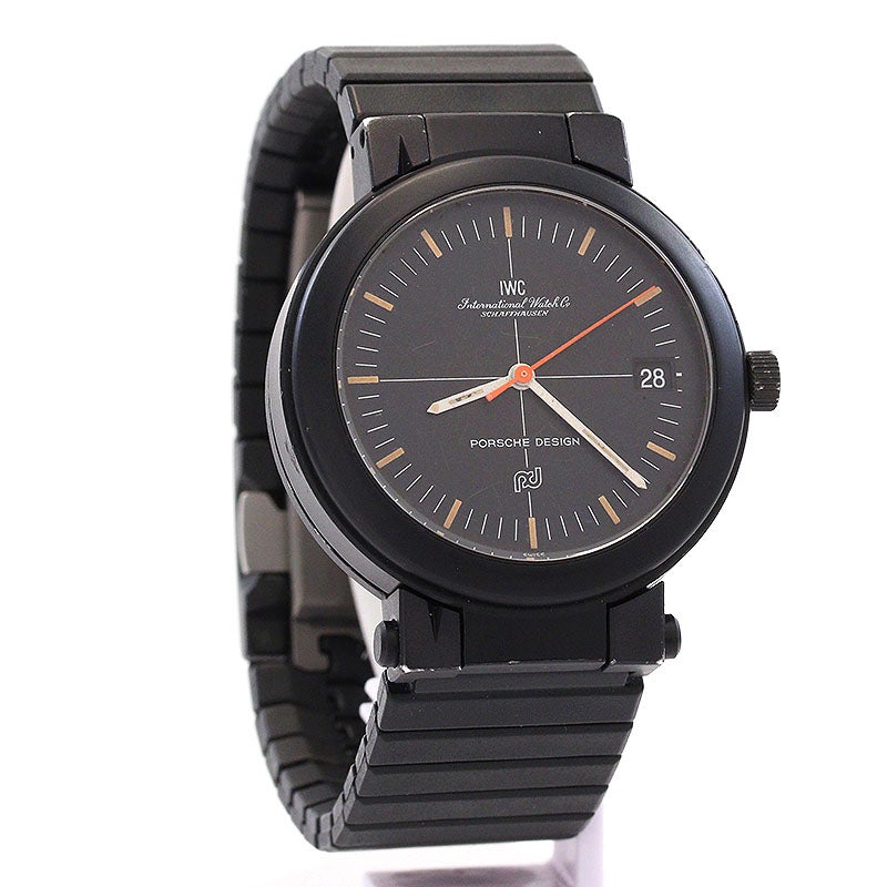 PORSCHE DESIGN クォーツウォッチ 腕時計 ブラック中古品 中古】PORSCHE DESIGN BY IWC COMPASS WATCH ポルシェ・デザイン by