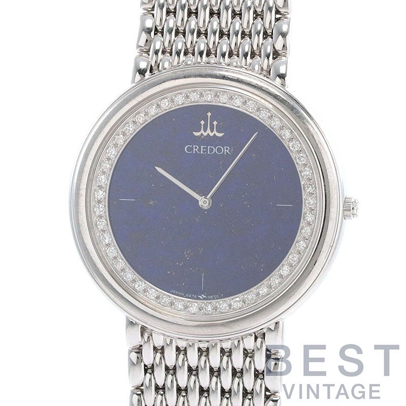 【中古】CREDOR VINTAGE ROUND QUARTZ DRESS WATCH LAPIS LAZULI DIAL クレドール ヴィンテージ ラウンド  クォーツ ドレスウォッチ ラピスラズリ ダイヤル 5A74-0390