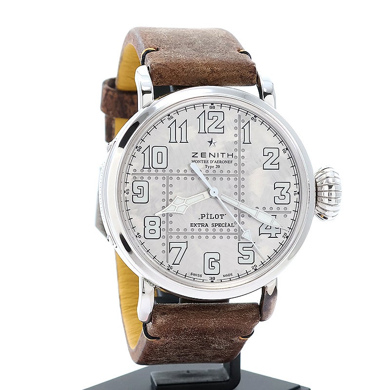 オールド　未使用品 セージ503Ｌ希少 中古】ZENITH PILOT TYPE 20 EXTRA SPECIAL SILVER 45MM ゼニス