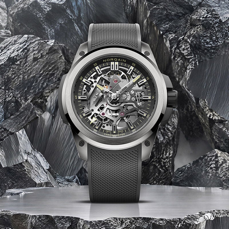 NORQAIN WILD ONE SKELETON TITANIUM Black NORTEQ&reg; pin buckle ノルケイン ワイルド ワン スケルトン チタニウム ブラック ノルテック&reg; ピンバックル N3001.26T01.B01.R01
