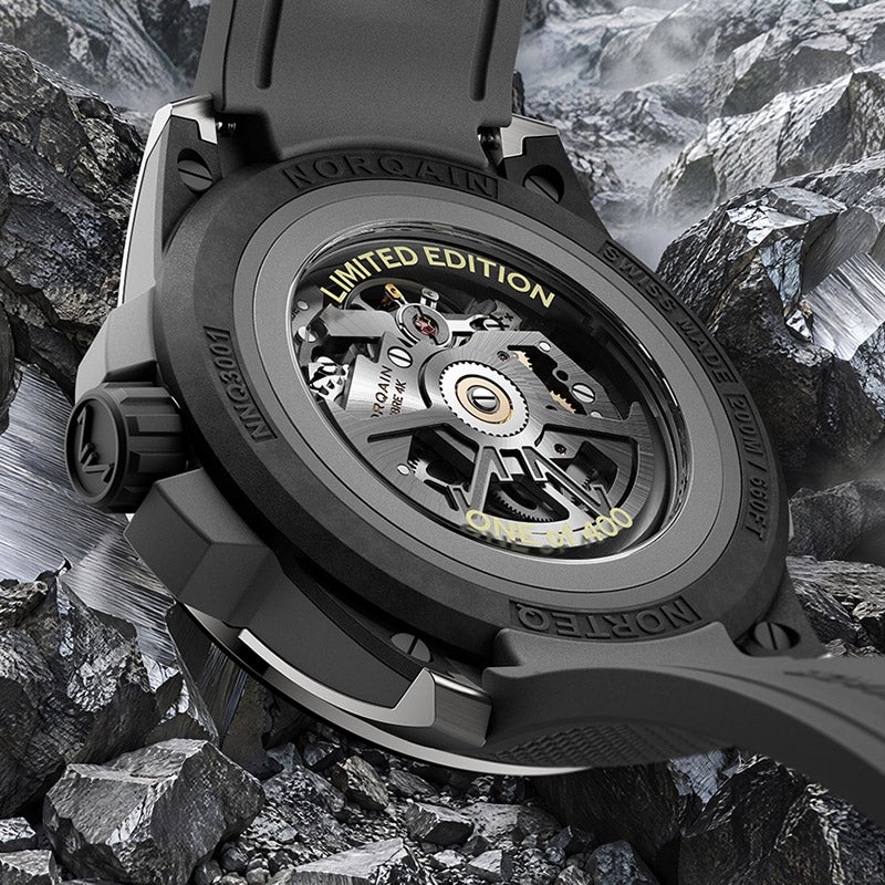 NORQAIN WILD ONE SKELETON TITANIUM Black NORTEQ&reg; pin buckle ノルケイン ワイルド ワン スケルトン チタニウム ブラック ノルテック&reg; ピンバックル N3001.26T01.B01.R01