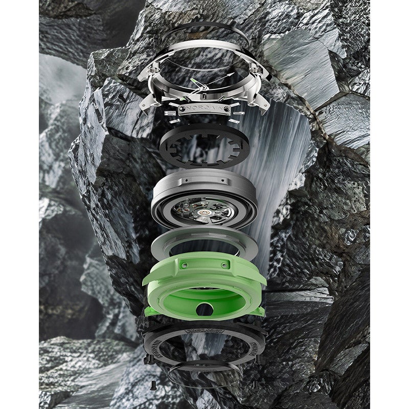 NORQAIN WILD ONE SKELETON TITANIUM Black DLC Titanium Folding Clasp ノルケイン ワイルド ワン スケルトン チタニウム ブラック DLC チタニウム フォールディングクラスプ N3000.26T01.B01.R03